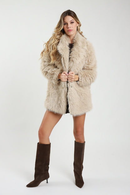 SUSY MIX - Cappotto in ecopelliccia con rever