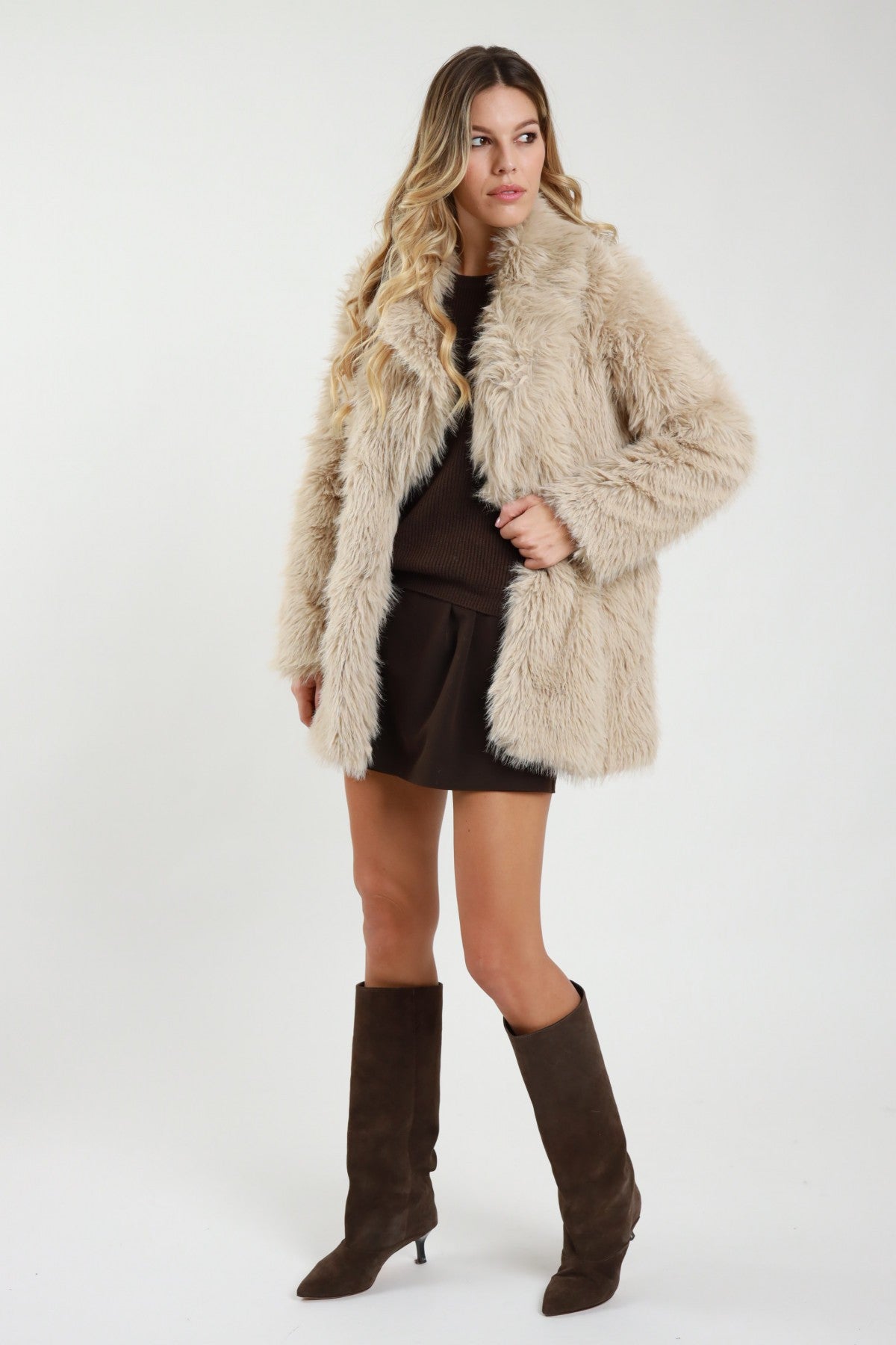 SUSY MIX - Cappotto in ecopelliccia con rever