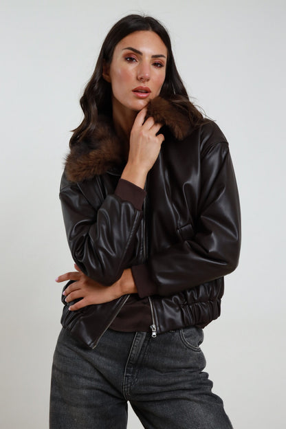 SUSY MIX - Bomber in ecopelle e ecopelliccia