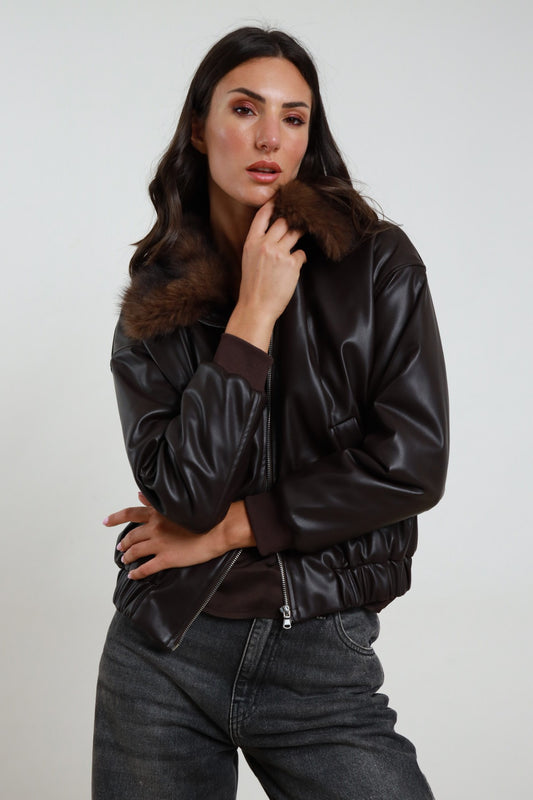 SUSY MIX - Bomber in ecopelle e ecopelliccia
