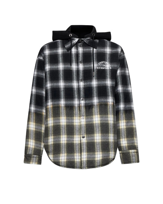 RICHMOND X - Camicia check con cappuccio applicato