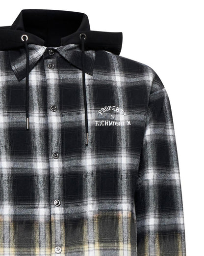 RICHMOND X - Camicia check con cappuccio applicato