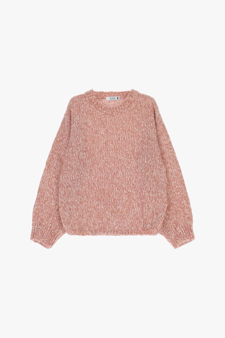 PLEASE - Maglione girocollo mélange maniche lunghe