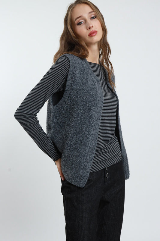 SUSY MIX - Gilet in bouclè senza chiusure