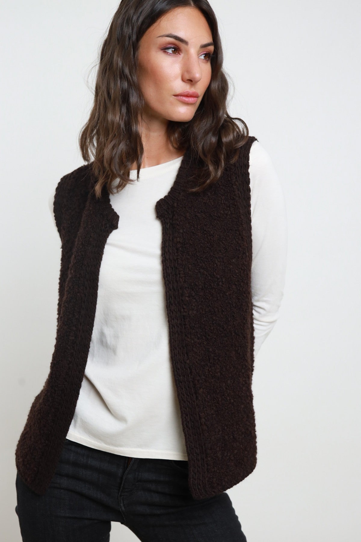 SUSY MIX - Gilet in bouclè senza chiusure