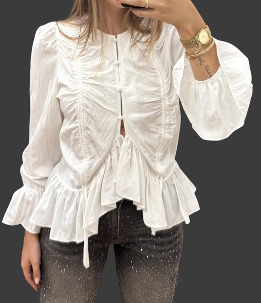 ANNA ROCK - Camicia con rouches e maniche ampie