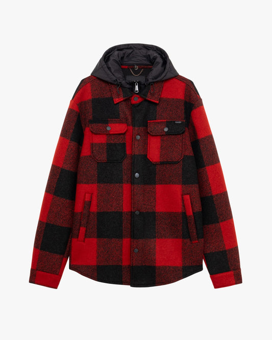 GIANNI LUPO - Overshirt check con cappuccio removibile