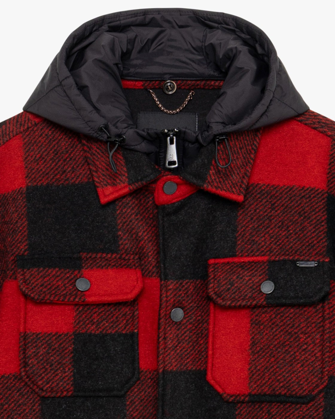 GIANNI LUPO - Overshirt check con cappuccio removibile