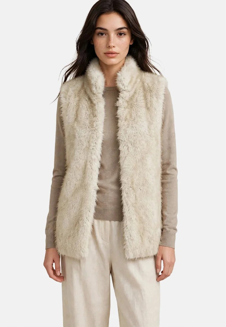 GIANNI LUPO - Pellicciotto smanicato beige
