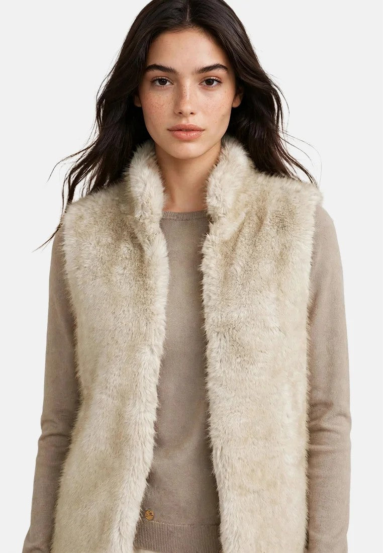 GIANNI LUPO - Pellicciotto smanicato beige