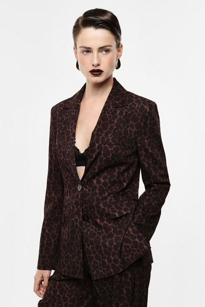 IMPERIAL - Blazer monopetto stampa animalier e tasche a filetto
