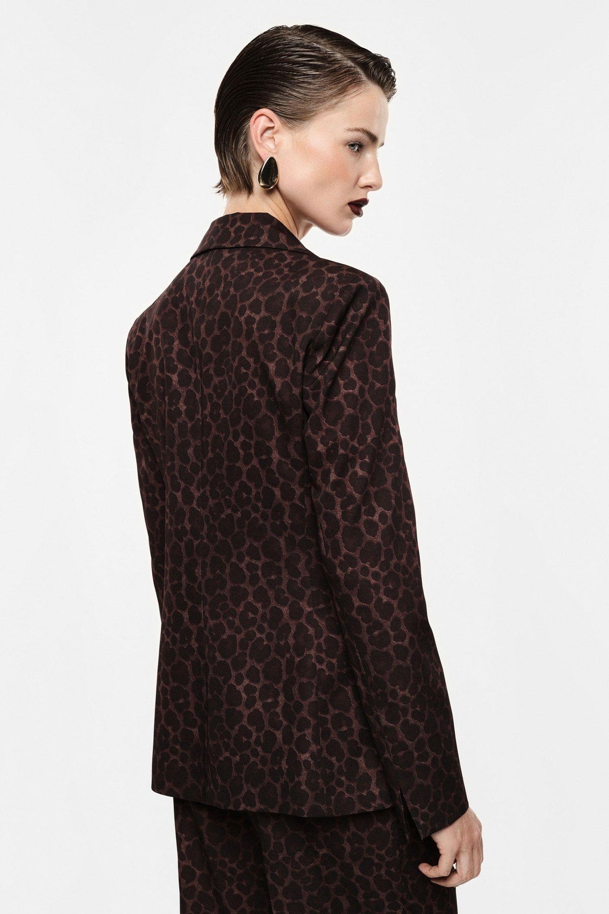 IMPERIAL - Blazer monopetto stampa animalier e tasche a filetto