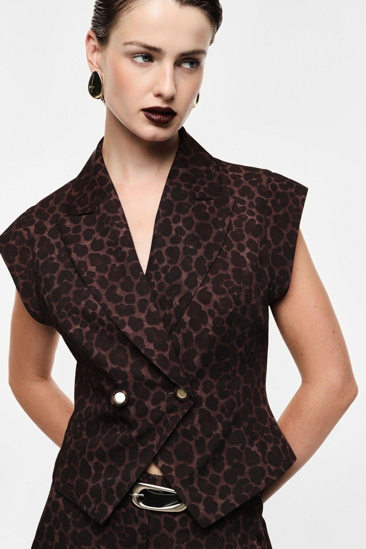 IMPERIAL - Gilet doppio petto stampa animalier spalle strutturate
