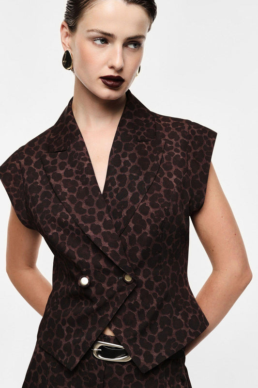 IMPERIAL - Gilet doppio petto stampa animalier spalle strutturate
