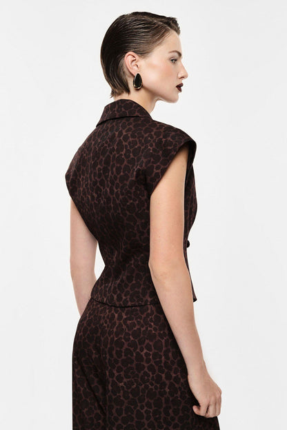 IMPERIAL - Gilet doppio petto stampa animalier spalle strutturate