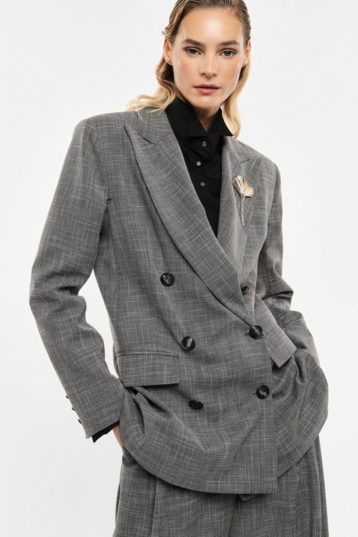 IMPERIAL - Blazer doppiopetto stampa micro check