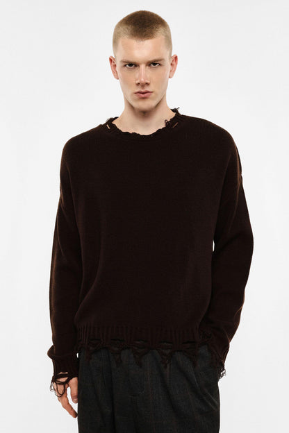 IMPERIAL - Maglione girocollo con bordi sfilacciati