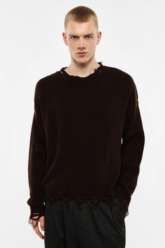IMPERIAL - Maglione girocollo con bordi sfilacciati