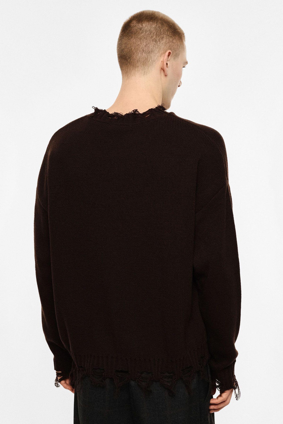 IMPERIAL - Maglione girocollo con bordi sfilacciati
