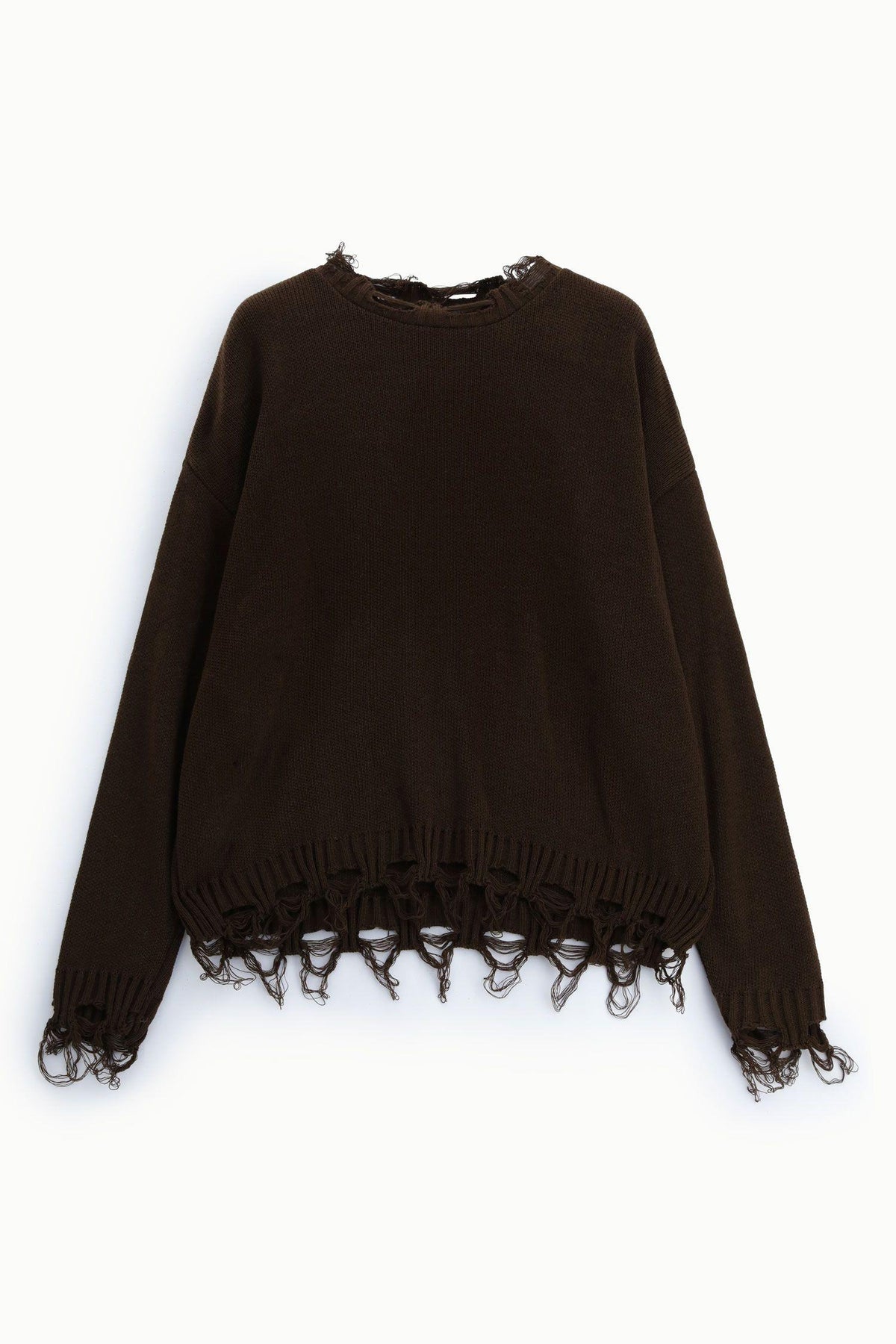 IMPERIAL - Maglione girocollo con bordi sfilacciati