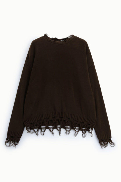 IMPERIAL - Maglione girocollo con bordi sfilacciati