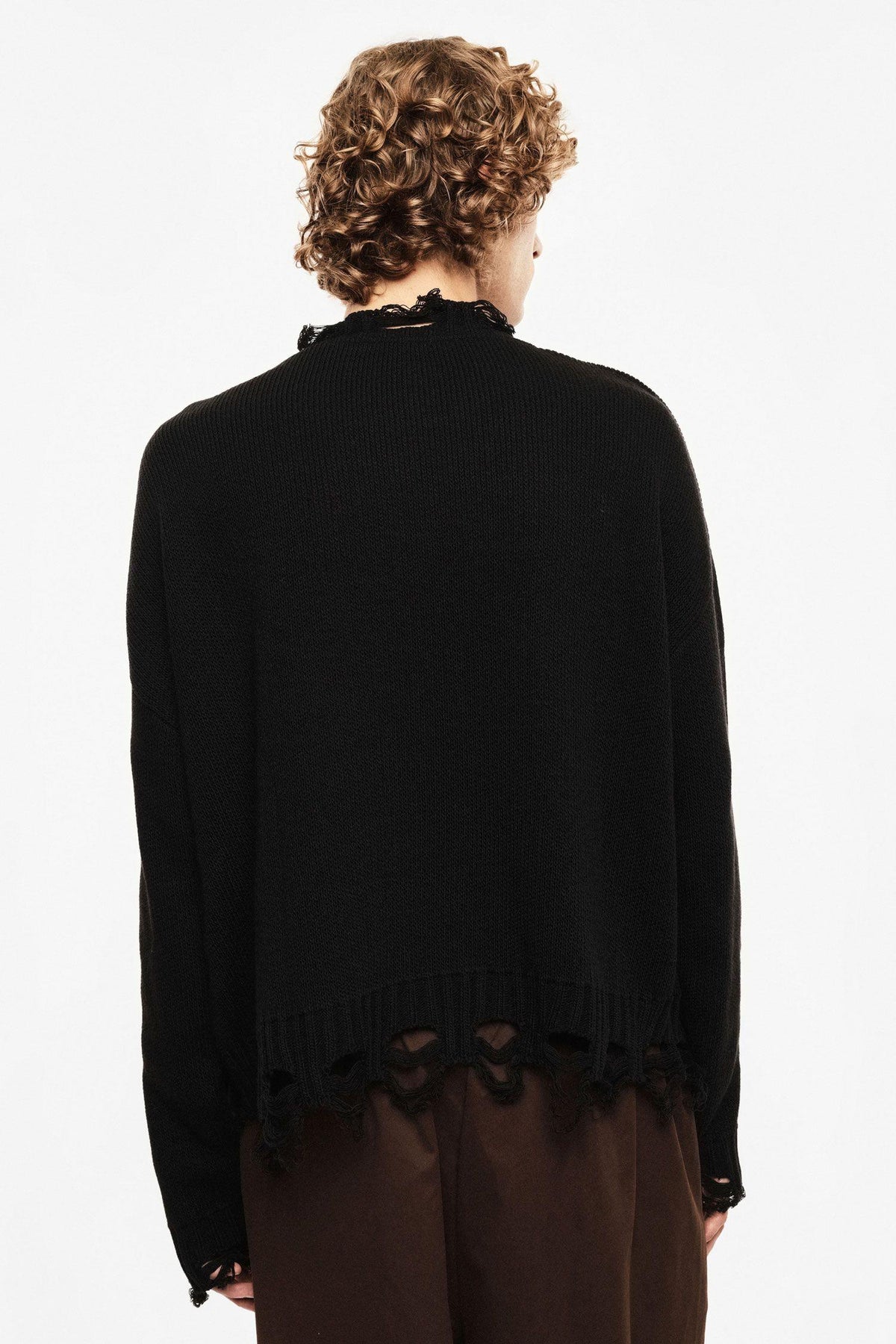 IMPERIAL - Maglione girocollo con bordi sfilacciati