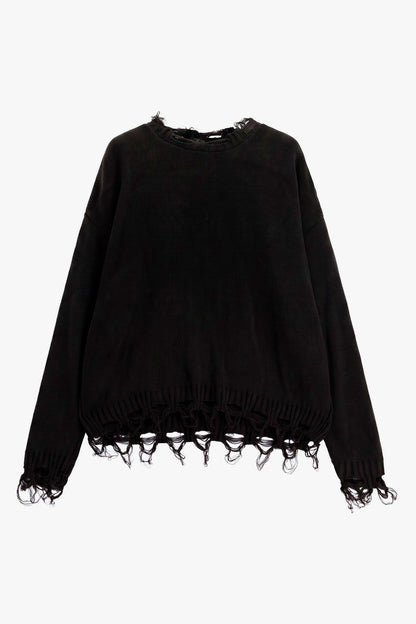 IMPERIAL - Maglione girocollo con bordi sfilacciati
