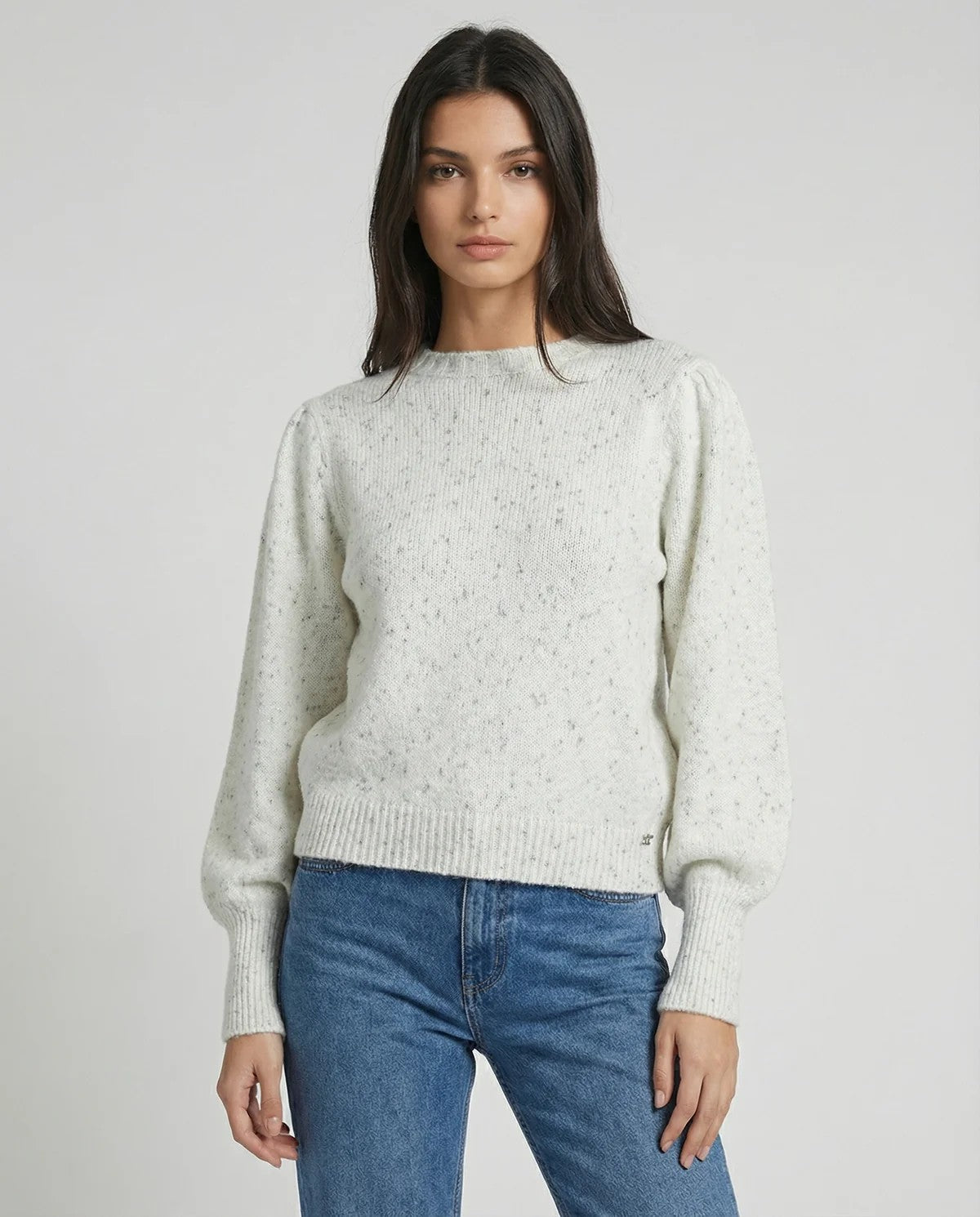MET - Pullover girocollo mélange con maniche a sbuffo