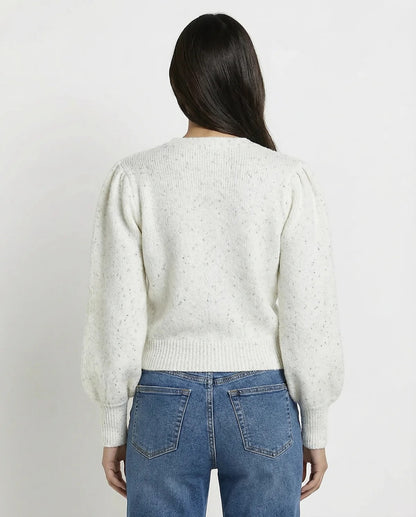 MET - Pullover girocollo mélange con maniche a sbuffo