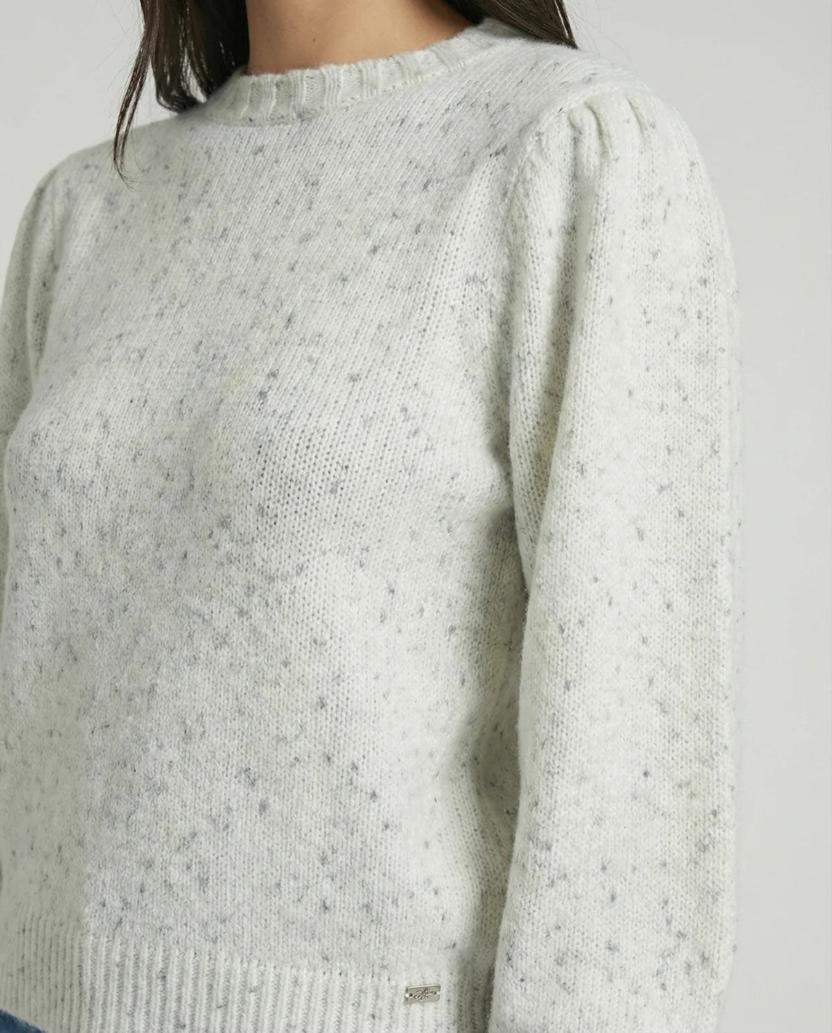 MET - Pullover girocollo mélange con maniche a sbuffo