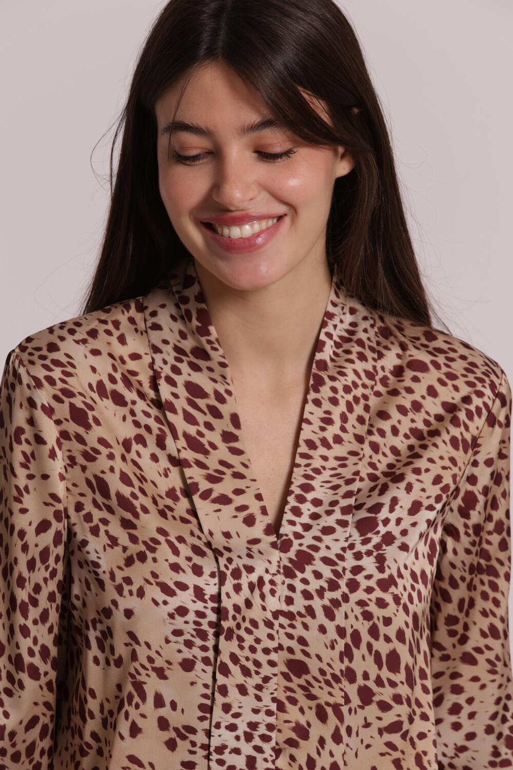 MIMI' MUA' - Blusa scollo V fantasia maculata