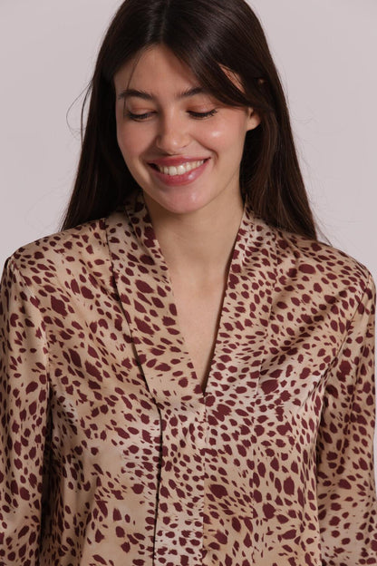 MIMI' MUA' - Blusa scollo V fantasia maculata