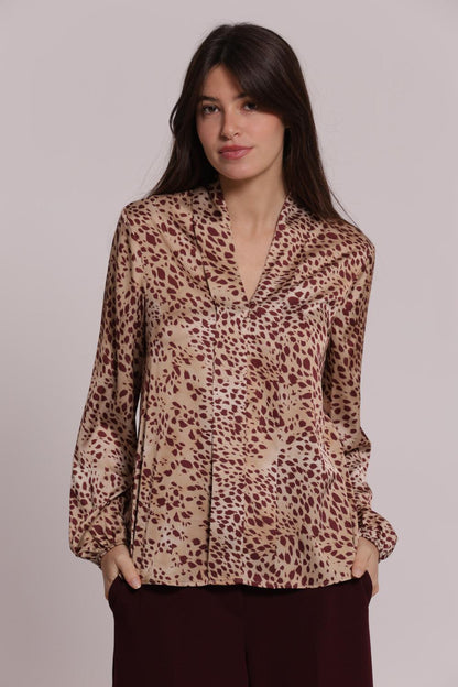 MIMI' MUA' - Blusa scollo V fantasia maculata