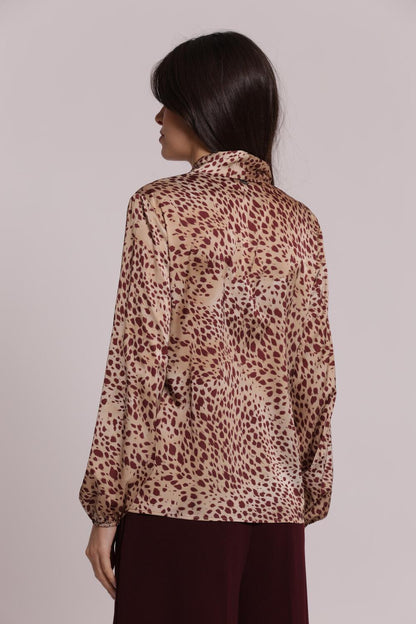 MIMI' MUA' - Blusa scollo V fantasia maculata
