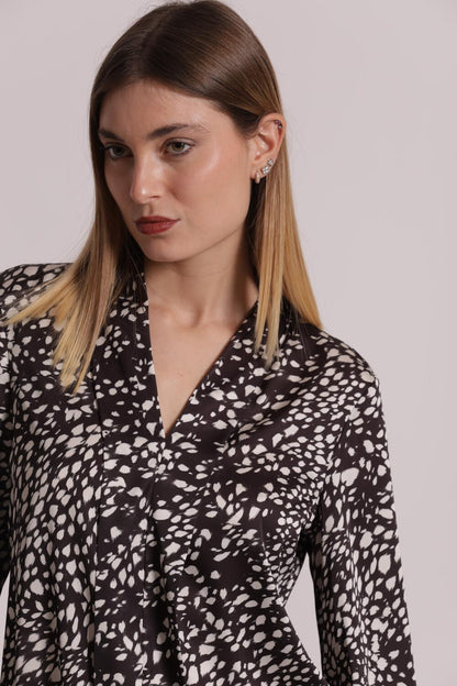 MIMI' MUA' - Blusa scollo V fantasia maculata