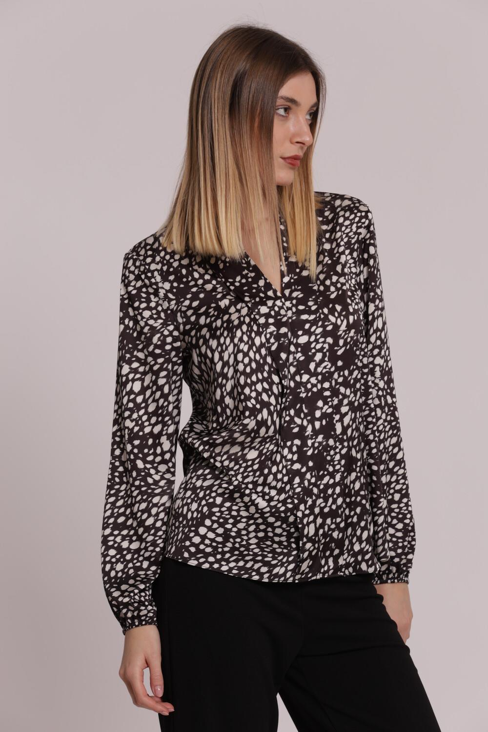 MIMI' MUA' - Blusa scollo V fantasia maculata