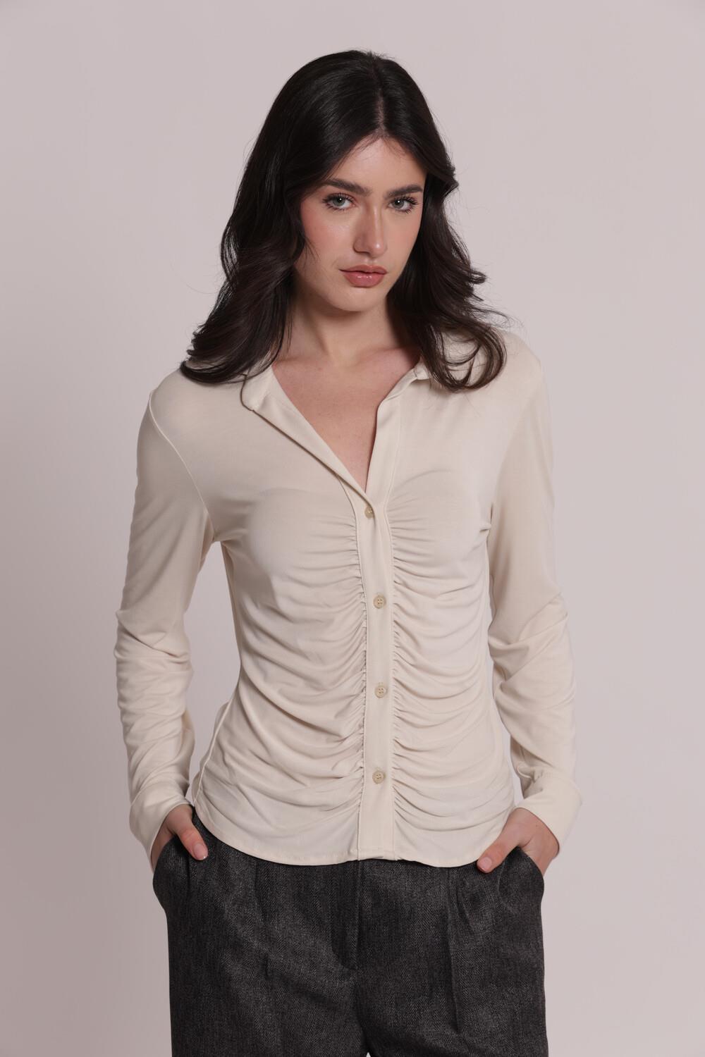 MIMI' MUA' - Camicia con drappeggio frontale