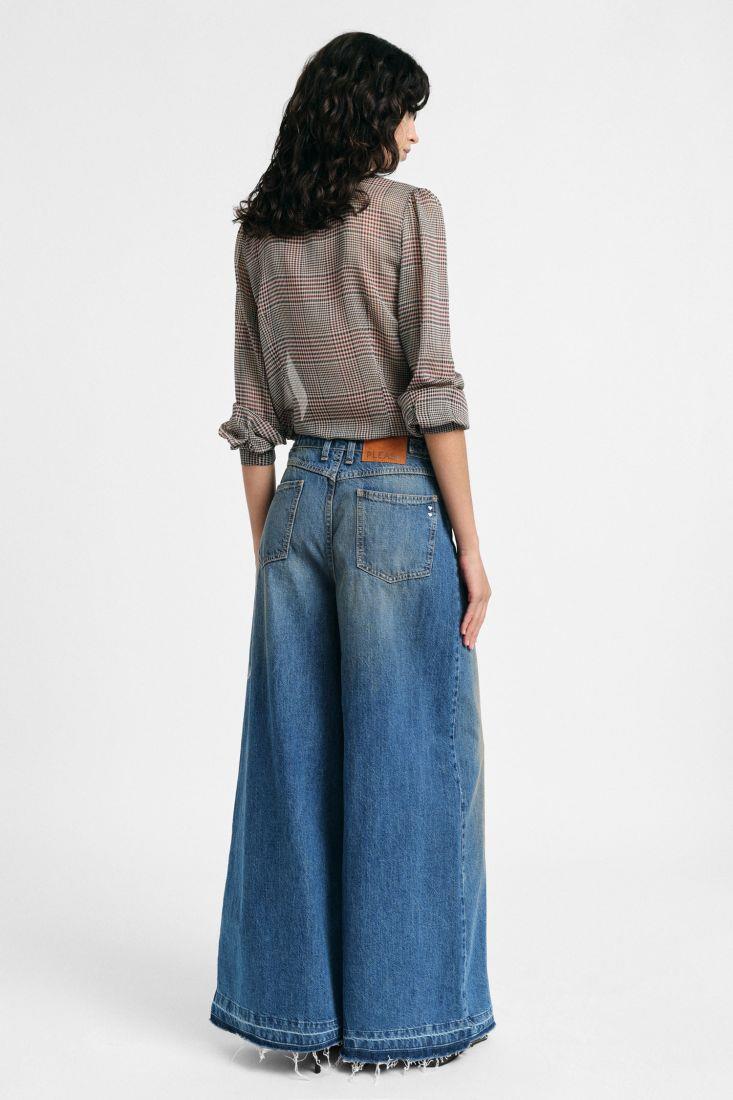 PLEASE - Jeans a gamba ampia con fondo sfrangiato