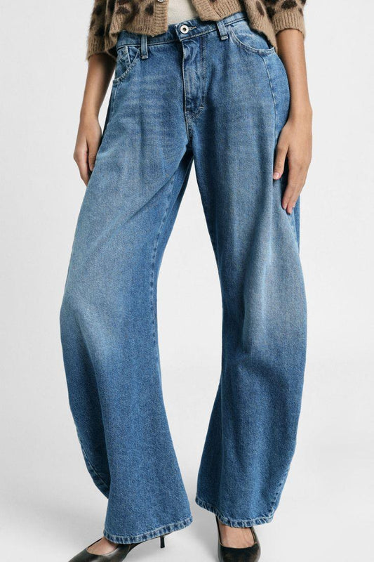 PLEASE - Jeans a gamba extra ampia tapered con cuciture