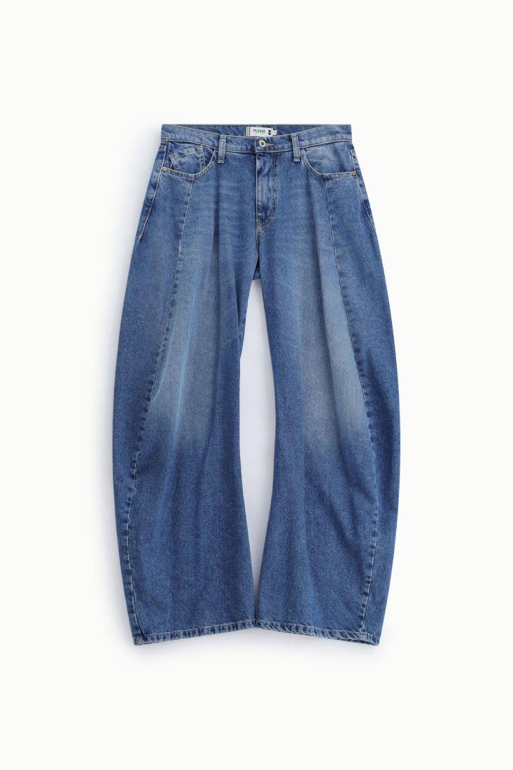 PLEASE - Jeans a gamba extra ampia tapered con cuciture