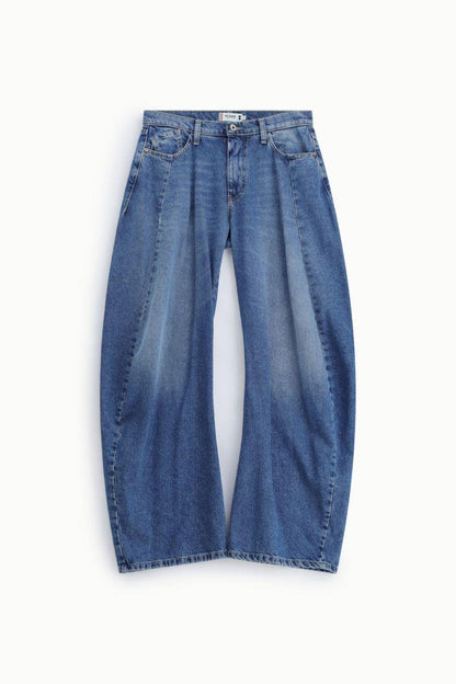 PLEASE - Jeans a gamba extra ampia tapered con cuciture