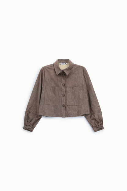 PLEASE - Giacca camicia cropped con tasche frontali