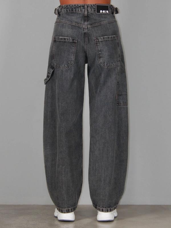 BERNA - Jeans work fit lavaggio grigio con fibbie