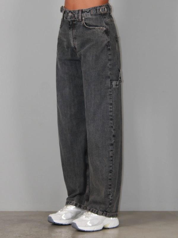 BERNA - Jeans work fit lavaggio grigio con fibbie