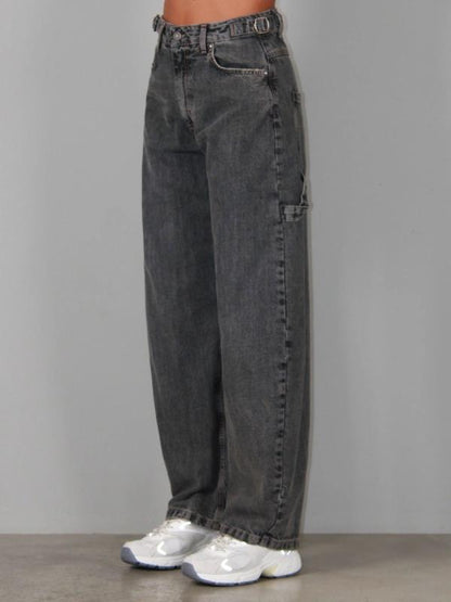 BERNA - Jeans work fit lavaggio grigio con fibbie