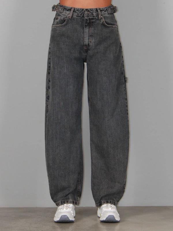 BERNA - Jeans work fit lavaggio grigio con fibbie