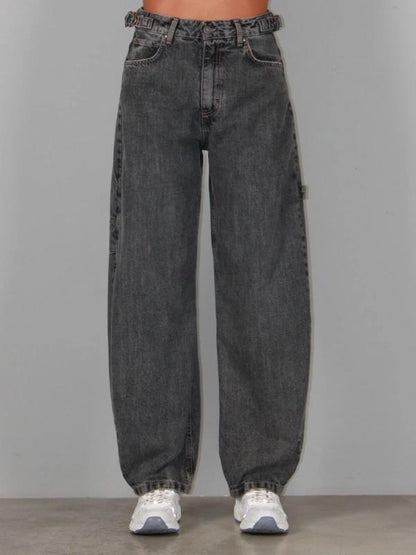 BERNA - Jeans work fit lavaggio grigio con fibbie