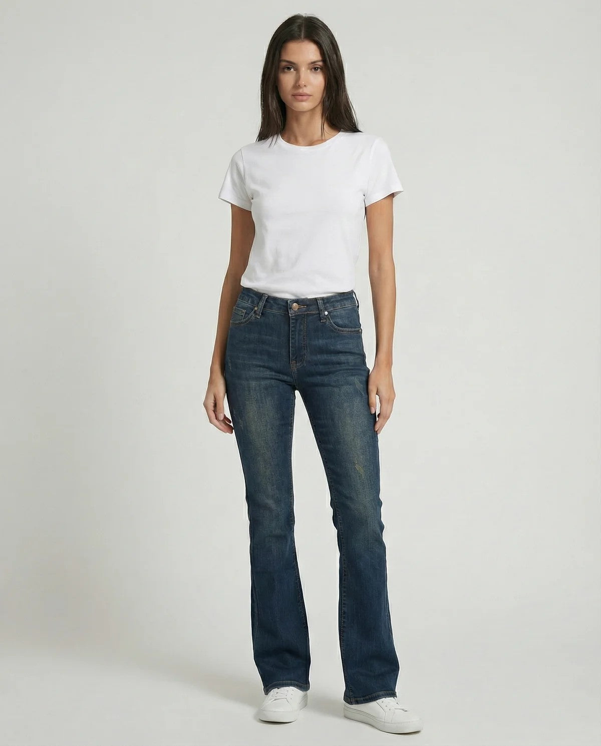 MET - Jeans slim bootcut blu medio effetto used