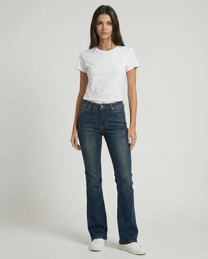 MET - Jeans slim bootcut blu medio effetto used