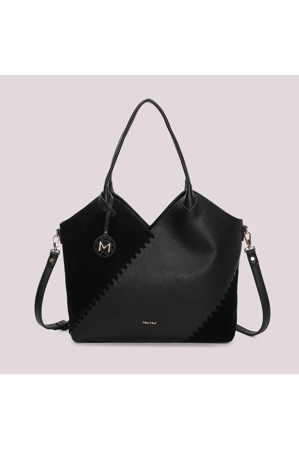 MIMI' MUA' - Borsa shopping con patch effetto camoscio